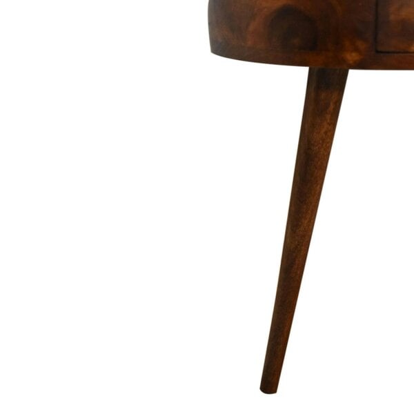 Wyld Haus Collioure Chestnut Mango Wood Semi Circle Bedside Table with Drawer