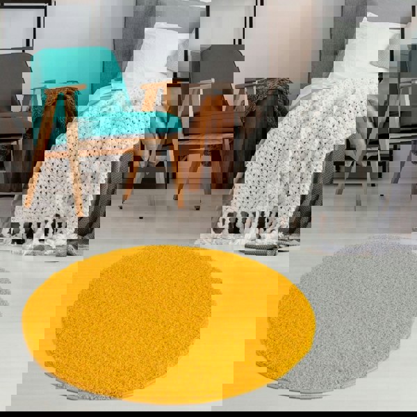 Shaggy Rug Plain Yellow high quality, non-shedding