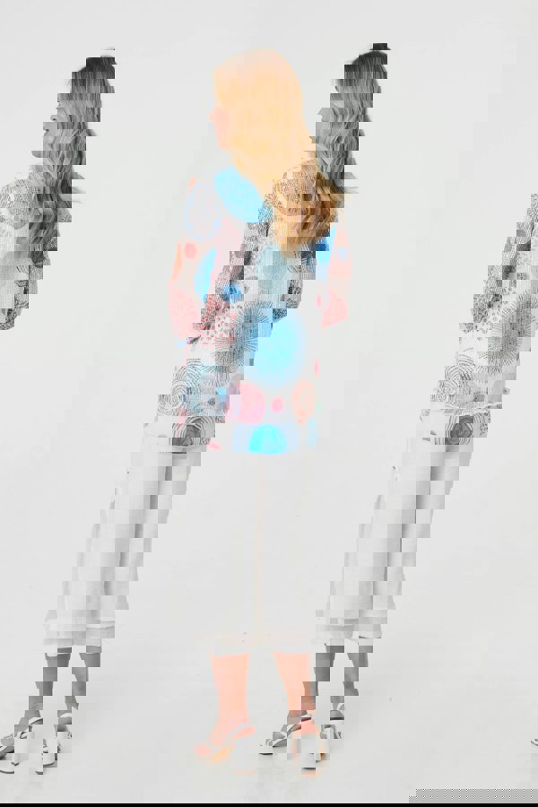 White | Printed Semi Sheer Layered Relaxed Tunic
