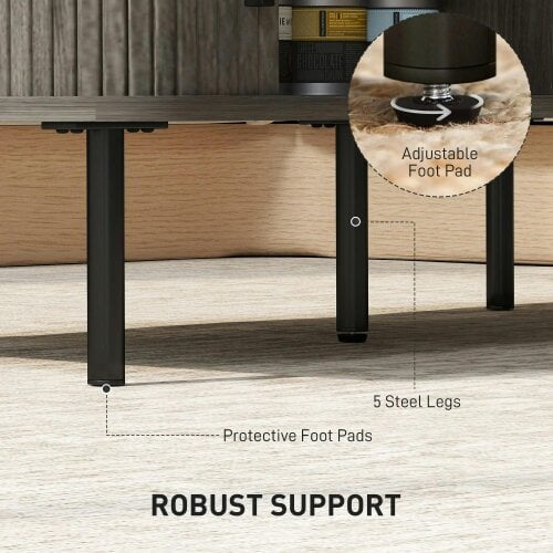 Bobobiy Coffee Table with Storage, Rectangular Coffee Table with Elevated Base, Grey Wood-Effect