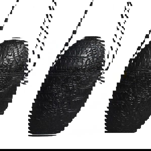 Assots London 'Jane' Black Croc Leather Round Designer Crossbody Bag