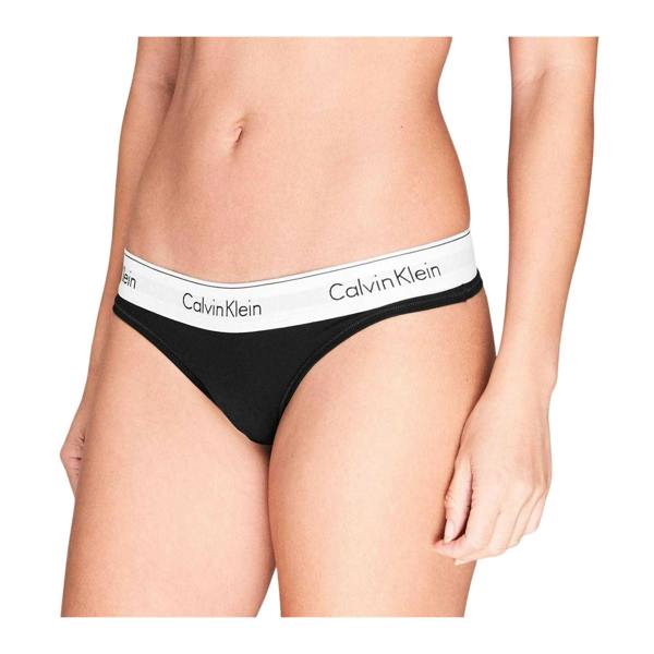 Calvin Klein Womens/Ladies Logo Cotton Blend Thong - Black - 