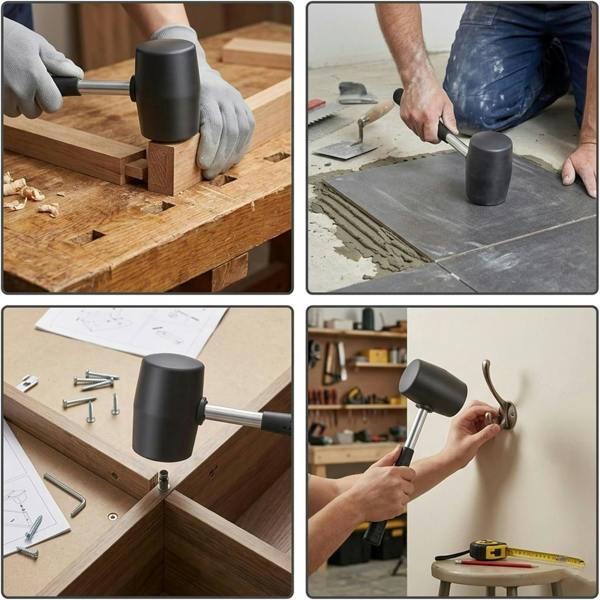 MY DIY PROFESSIONAL PRODUCTS Rubber Mallet Hammer 21oz - Non-Mark Rubber Hammer with Anti-Slip Grip for Woodworking & Home DIY Projects