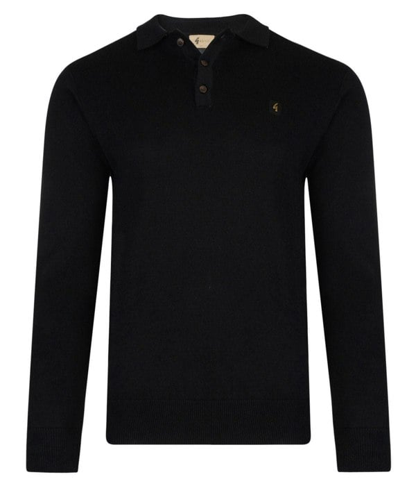 Gabicci V00GK08 Mens Francesco Polo Collar Sweater Gabicci Vintage - BLACK