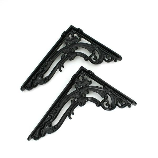 Oakcrafts Pair of Victorian Scroll Leaf Shelf Brackets 