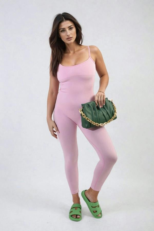 Christina Sleeveless Bodycon Jumpsuit - Pink