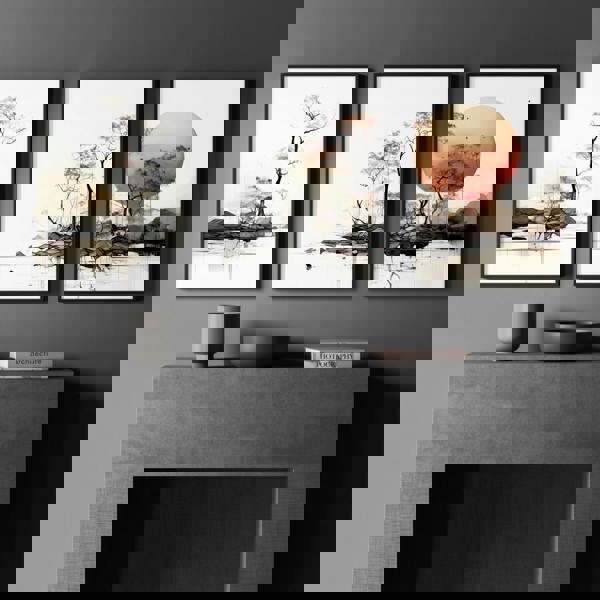 Living Room Wall Decor | Set of 3 Asian Inspired Wall art Prints