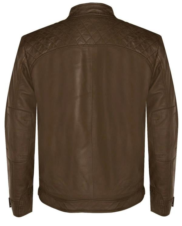 Infinity Leather Men's Vintage Zipped Leather Racing Quilted Biker Jacket
