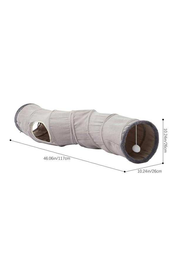 Living and Home Long S-Shape Collapsible Cat Play Tunnel with Hanging Ball