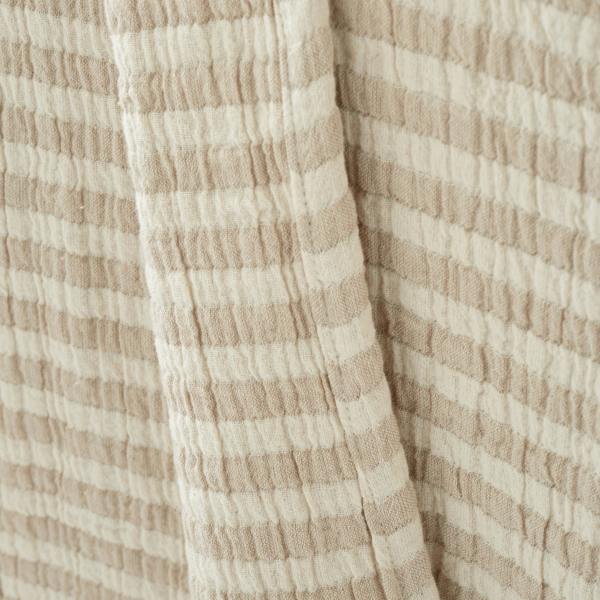 Bianca Cotton Muslin Stripe Blanket Throw Natural
