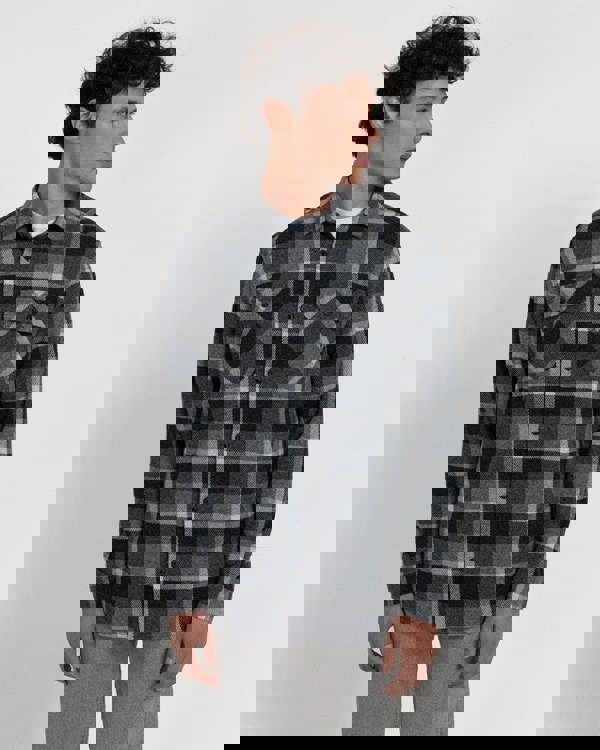 Larsson & Co Grey Melange Check Jersey Casual Overshirt