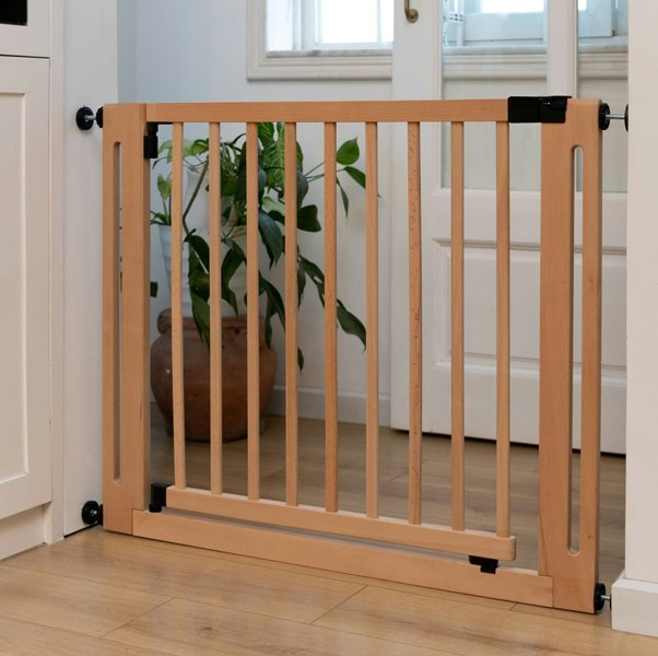 Bettacare Wooden Elegance Dog Gate, Natural, 95cm - 103cm, Pressure Fit Pet Gate, 73cm Extra Wide Doorway, Easy Installation