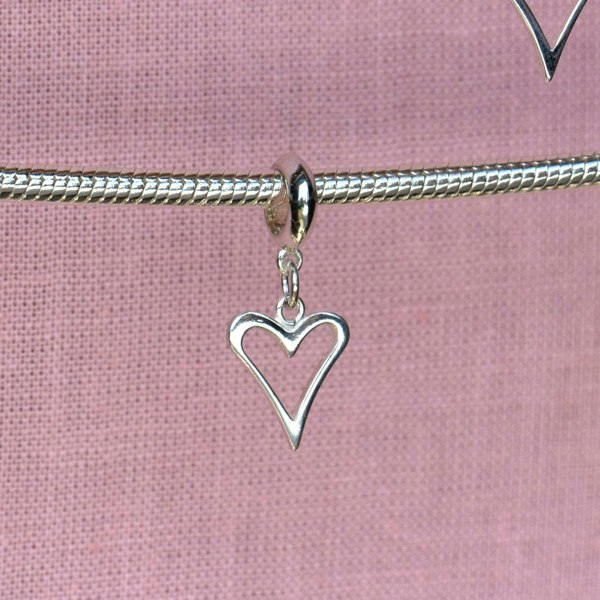Mylee London Open Heart Pendant Charm - Sterling Silver