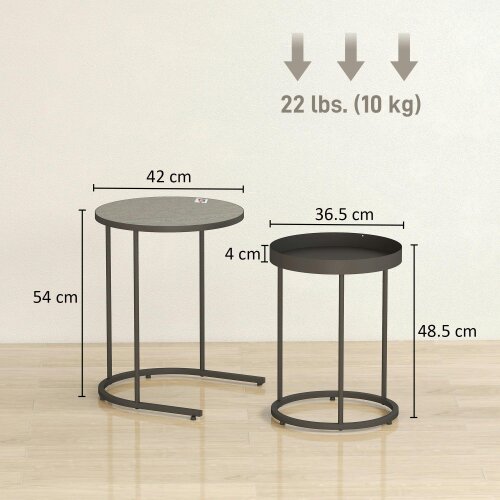 Wyld Haus Midoli Set of 2 Metal And Wood Grey Industrial Nesting Tables