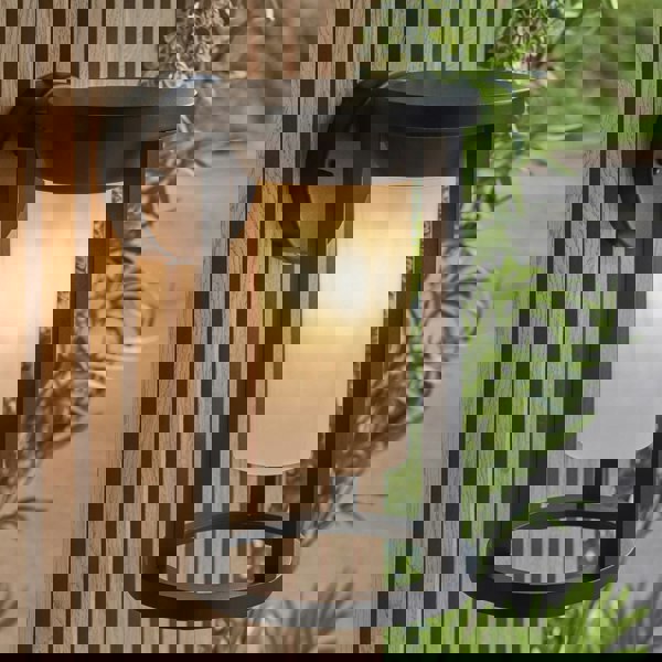 Non Automatic Outdoor Wall Light - Textured Black & White Polycarbonate Shade