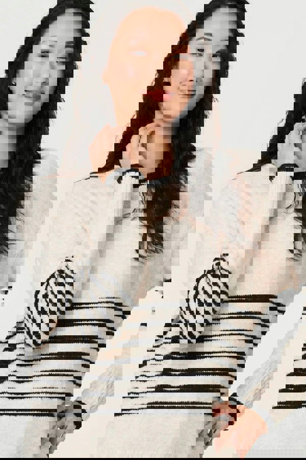 Cream | Striped Relaxed Long Sleeve Jumper
