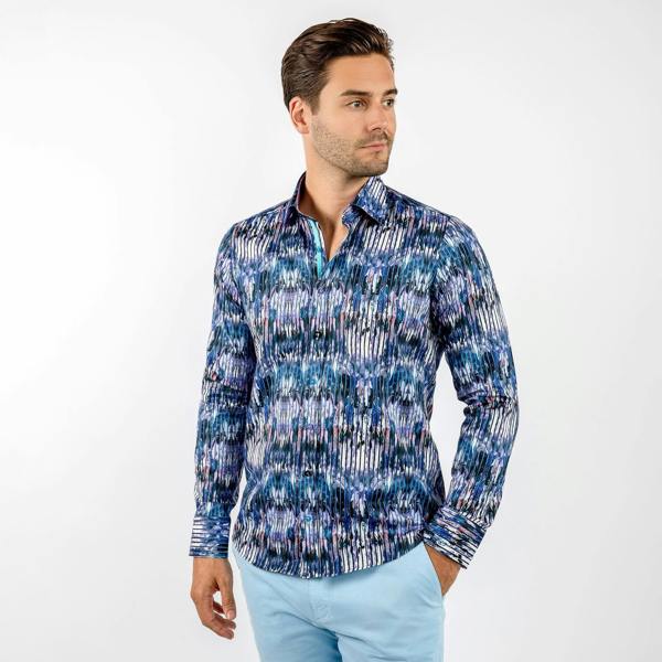 TIE DYE ART STRIPED PRINT SHIRT – Premium Men's Patterned Shirt by Claudio Lugli | Bold Design, Tailored Fit, Best Printed Shirts