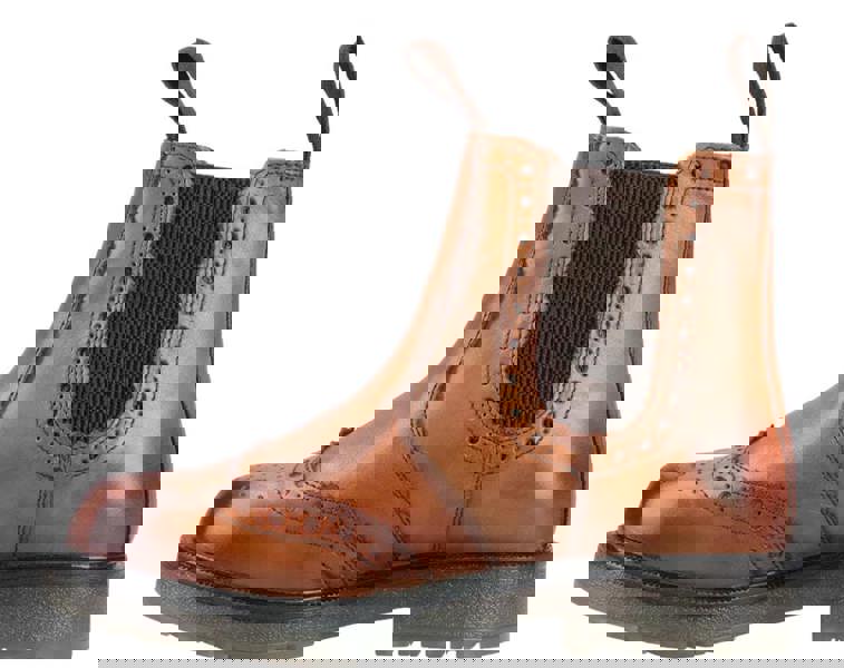 Amblers Dalby Mens Pull On Leather Brogue Dealer Ankle Boots