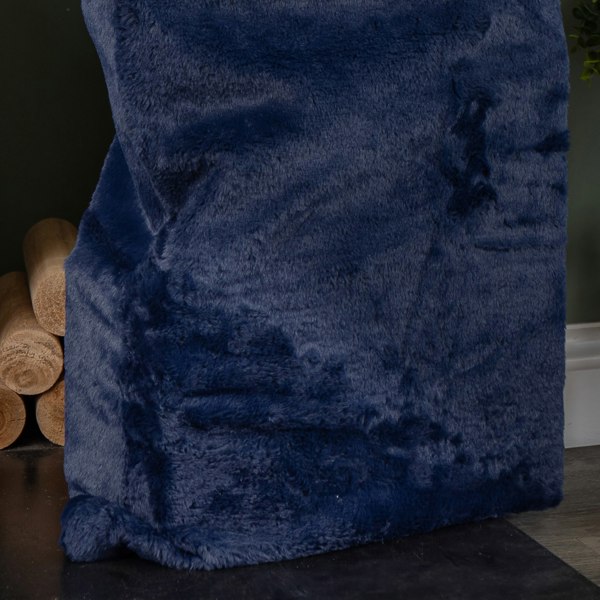 Samuel Alexander 80 x 55cm Blue Soft Plush Christmas Sack with White Faux Fur Trim and Pom Poms