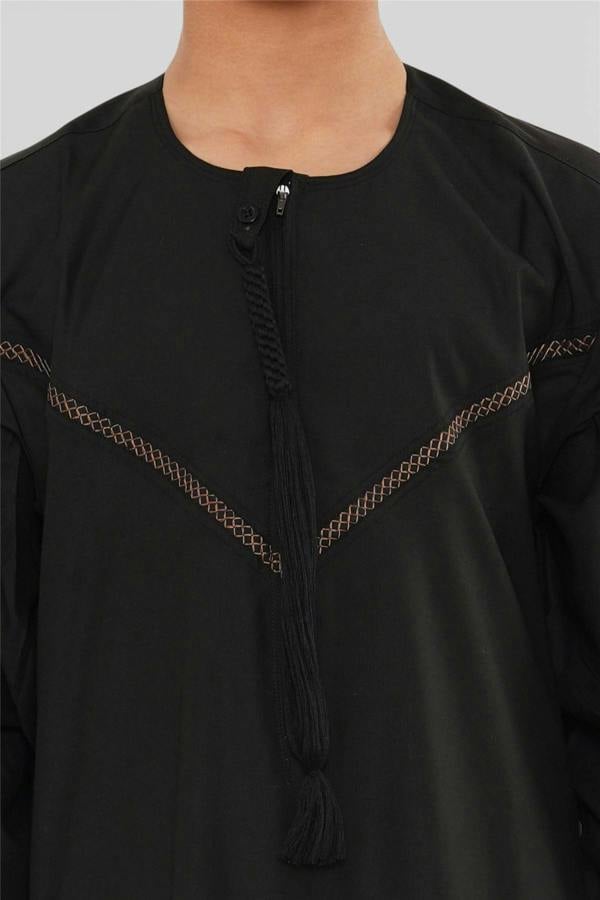 Infinity Leather Kids Boys Moroccan Embroidered Djellaba Islamic Jubba Robe Tassel Ramadan Thobe