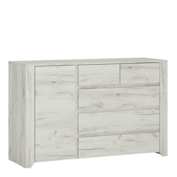 Furniture To Go Angel 1 Door 2+3 drawer Chest in White Craft Oak