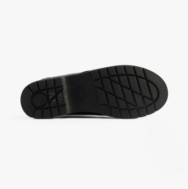 Hush Puppies SALLY Girls Leather School Shoes Black Patent