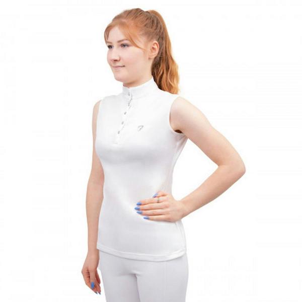 HyFASHION Womens/Ladies Sophia Sleeveless Show Shirt - White Pearl - 