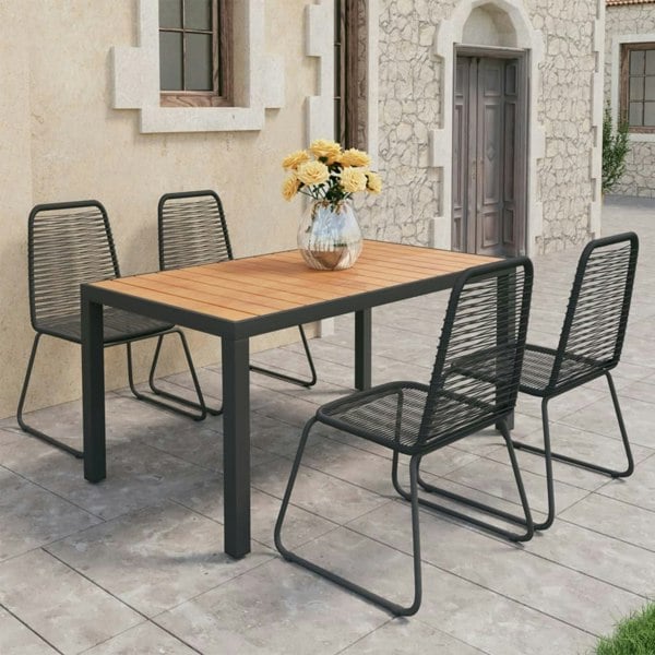 Berkfield 5 Piece Garden Dining Set PVC Rattan Black and Brown