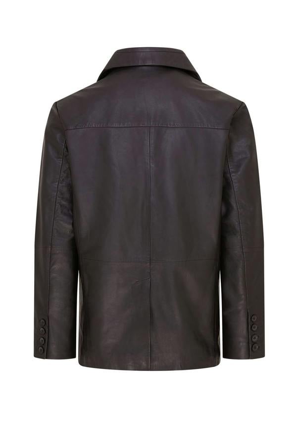 Infinity Leather Men’s 2 Button Black Leather Blazer Jacket - Bergen