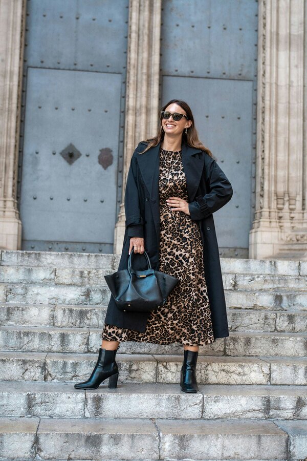 Gini London Black Double Breast Longline Belted Trench Coat