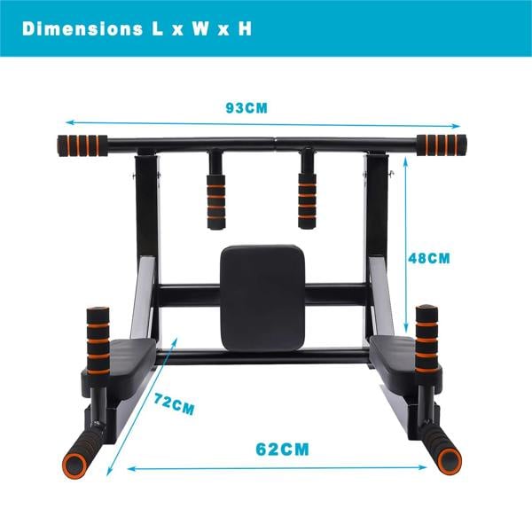 Gr8 Home Pull Up Bar Dip 2in1 Wall Mounted Home Gym Chin Up Cross Fit Multi Grip Workout