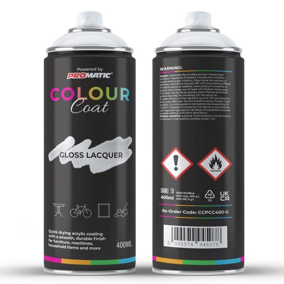 Colour Coat Clear Coat Clear Gloss Spray Paint 400ml