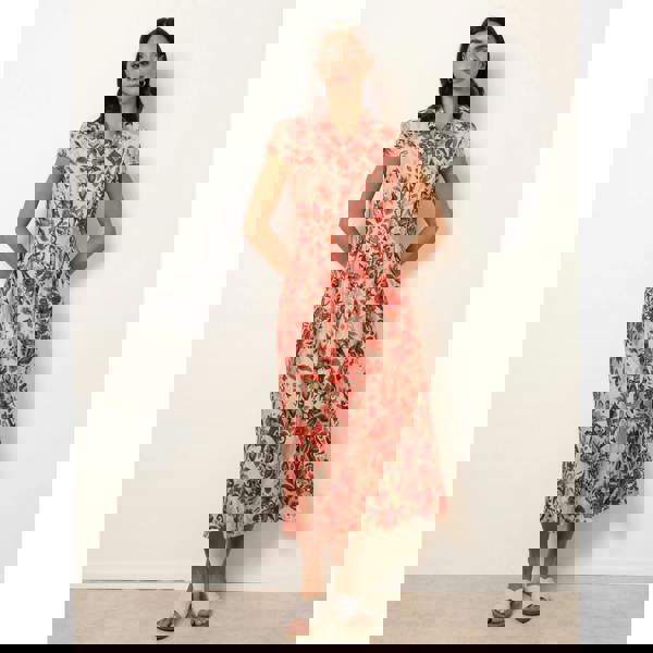 Blue Vanilla Watercolour Floral Printed Button Front Shirt Dress