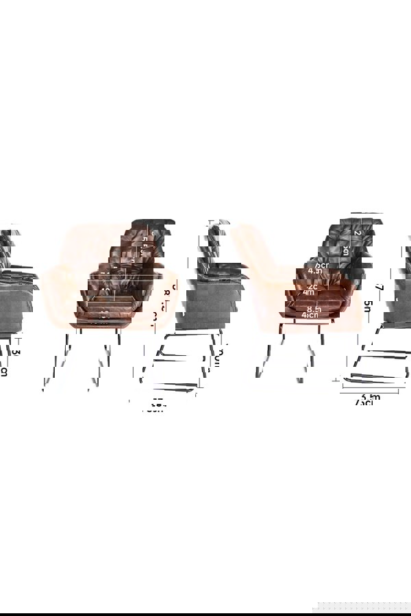 Living and Home Vintage PU Leather Tufted Leisure Armchair with Metal Legs