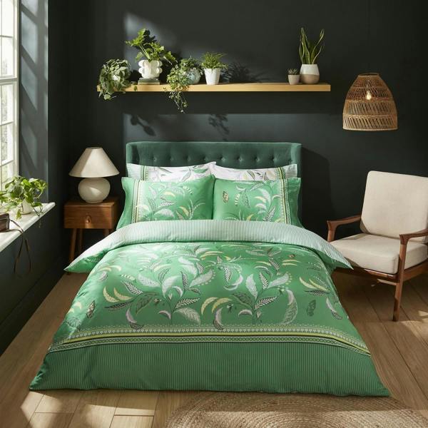 Sara Miller Fern Garden Spring Green Super King Duvet Cover Set