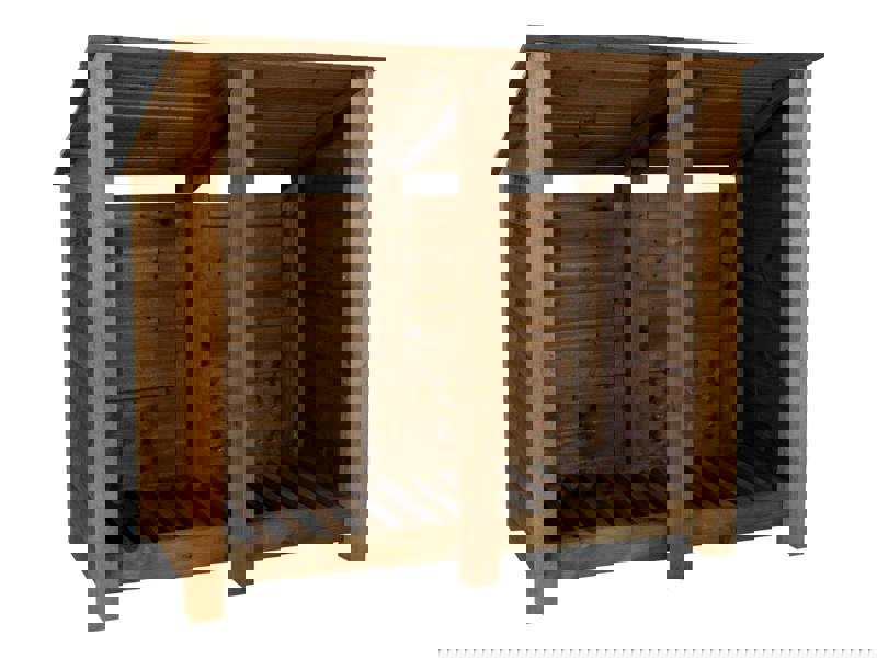 Arbor Garden Solutions Wooden Log Store (Roof Sloping Back) W-146cm, H-126cm or 180cm, D-88cm - Brown Finish