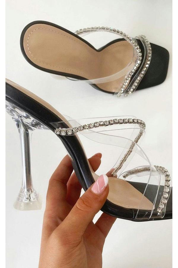 Kiara Embellished High Heel Sandals - Black