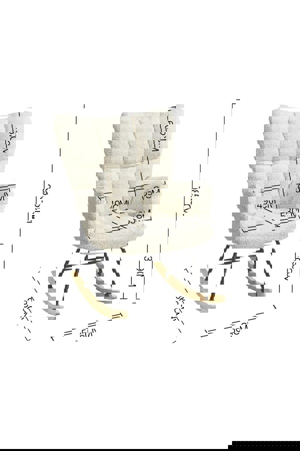 Living and Home Netural Bouclé Tufted Upholstered Rocking Chair