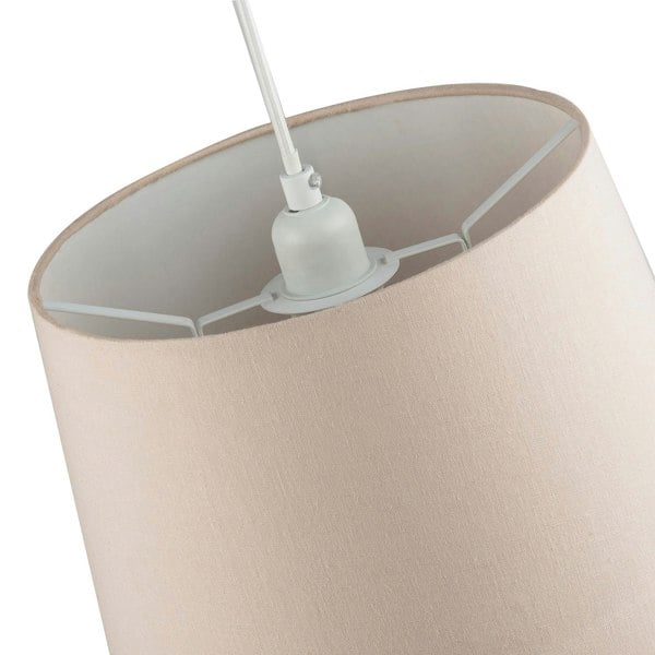 Contemporary Light Taupe Linen Fabric Drum Lampshade with Cotton Inner Image 4