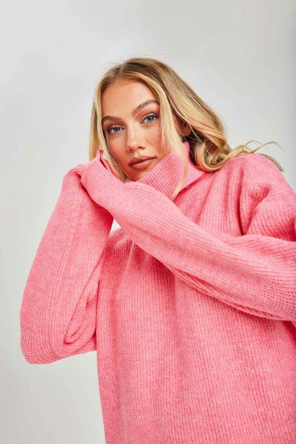 Urban Bliss Pink Roll Neck Mini Dress