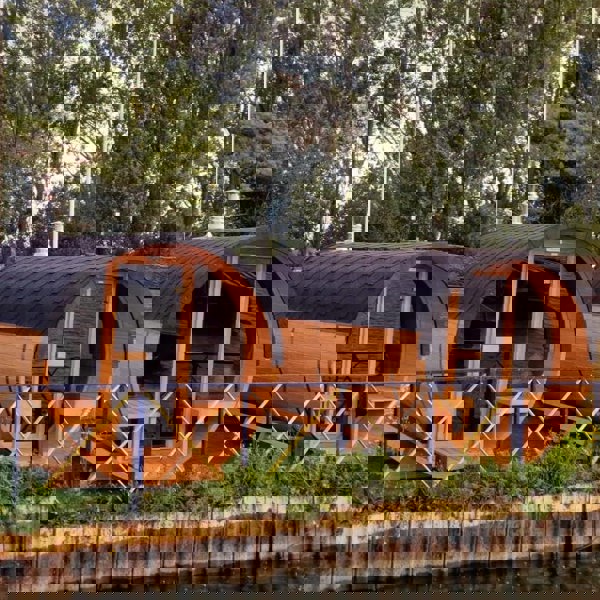 Barrel saunas by the water