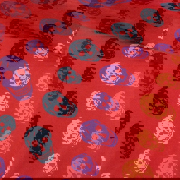 Alexander McQueen red skull patterned wool and modal square scarf