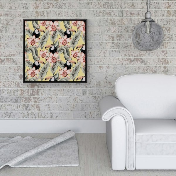 Warren Reed Toucans, Orchids And Palm Leaves Framed Canvas