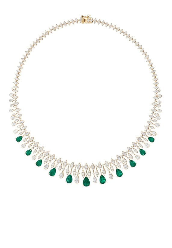 Latelita Duchess Emerald Statement Necklace Gold