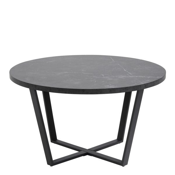 Furniture To Go Amble Round Coffee Table with Black Marble Melamine Top & Black Legs