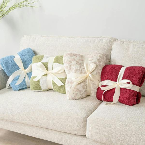 Dyzi Checkered Throw Blanket Soft Cozy 200x230cm Sage Green