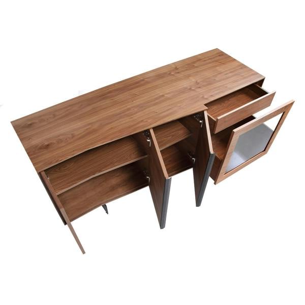 Angel Cerdá Walnut and Black Steel Sideboard With Interior Lighting 3218