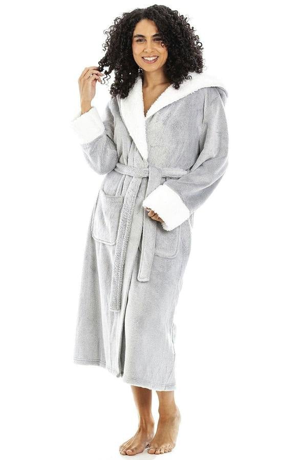 Women's Super Soft Bathrobe with Sherpa Lined Hood and Cuffs