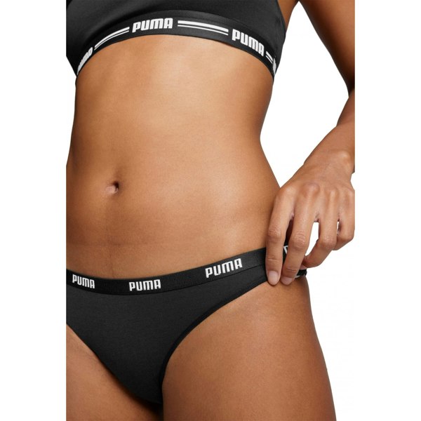 Puma 2-Pack Classic Logo Low-Rise Bikini Briefs, Black