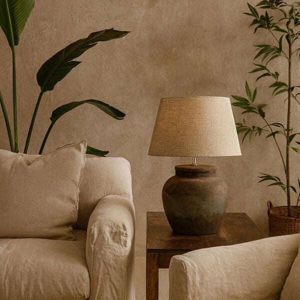 Wyld Haus Bologna Aged Brown Stone Ceramic Table Lamp
